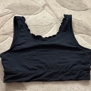 FP Movement by Free People Black Scallop-Trim Sports Bra